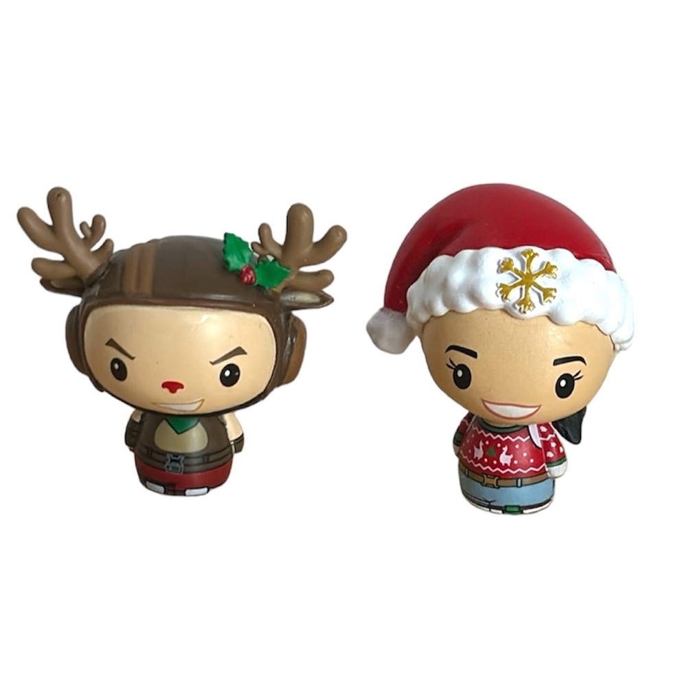 2 miniature size Funko Pop Fortnite Christmas figures